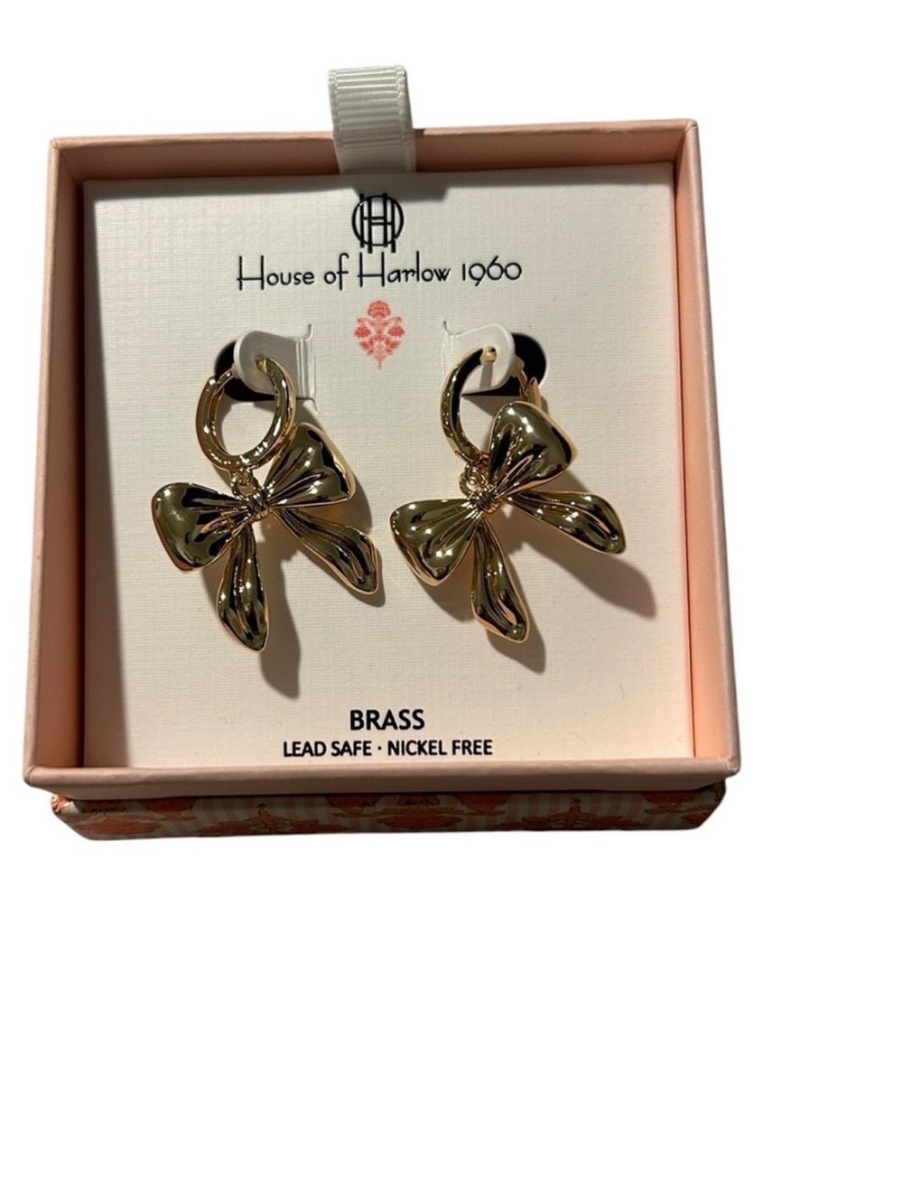 House of Harlow 1960 Gold Bow Drop Earrings